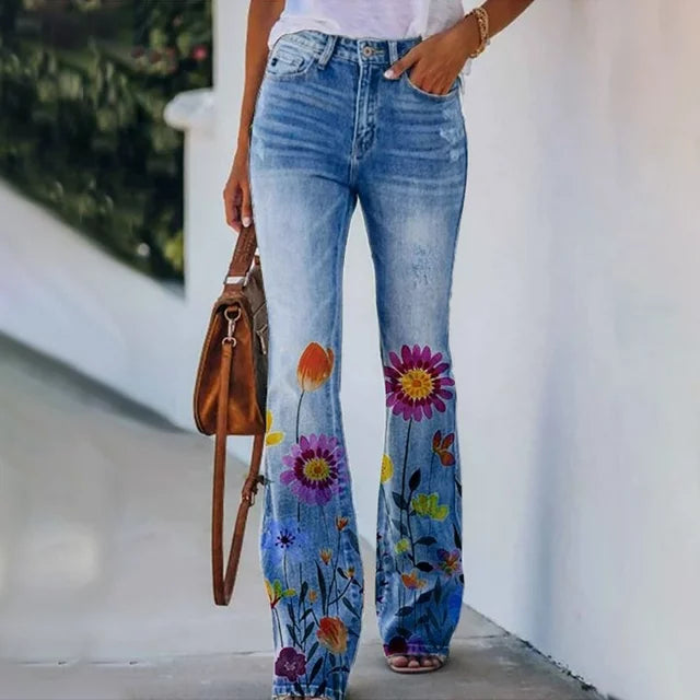 Oayama | Jeans fleuris tendance pour femmes