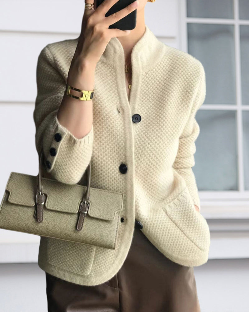 Vaanara | Veste en tricot uni avec col montant