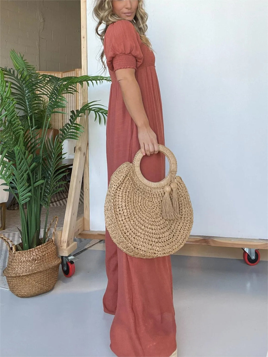 Rielleaxa | Robe de femme avec corsage smocké Bouton