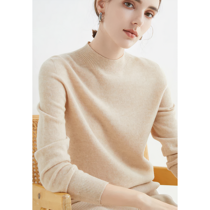 Pull femme cachemire beige Aanaxa, pull doux et intemporel pour tenue élégante