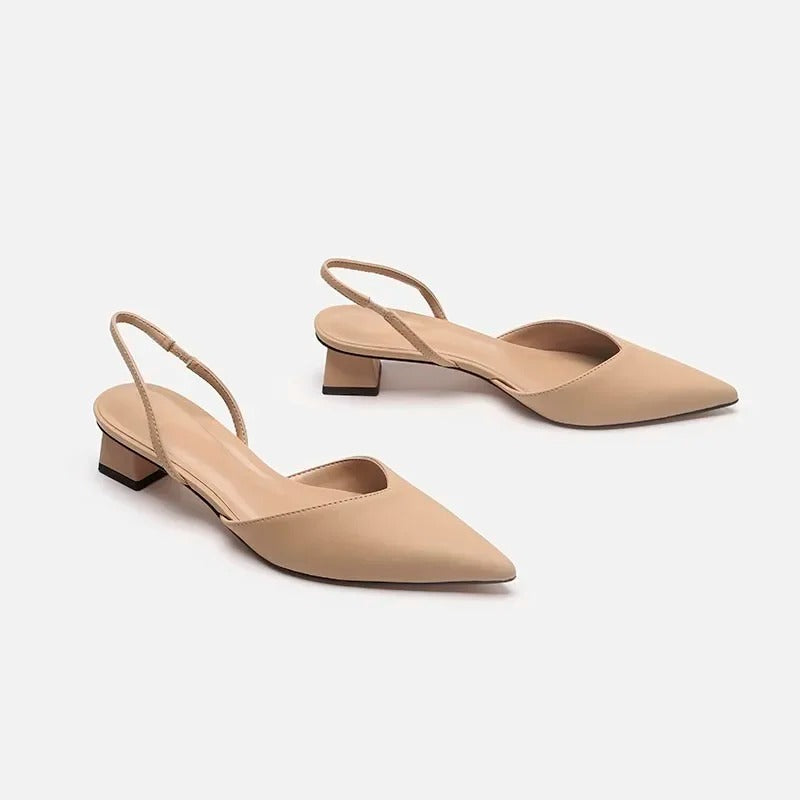 Sandales à talons hauts marron pour femme avec bout pointu, bride arrière réglable et style élégant