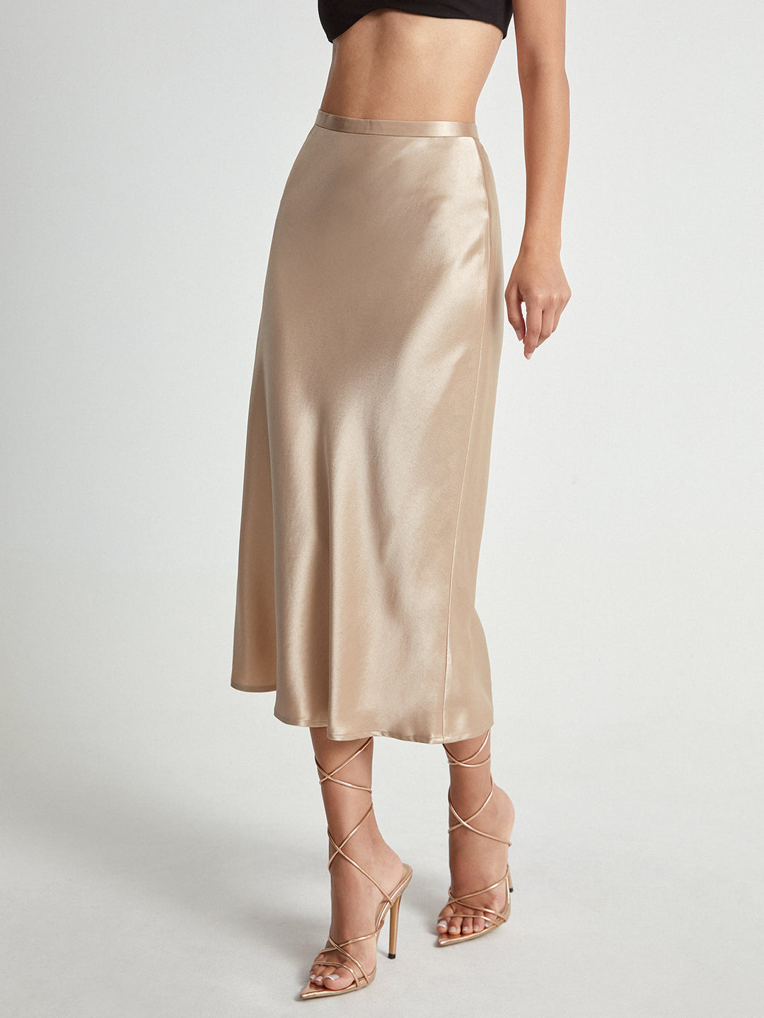 Roonnama | Jupe midi fluide taille haute pour femmes