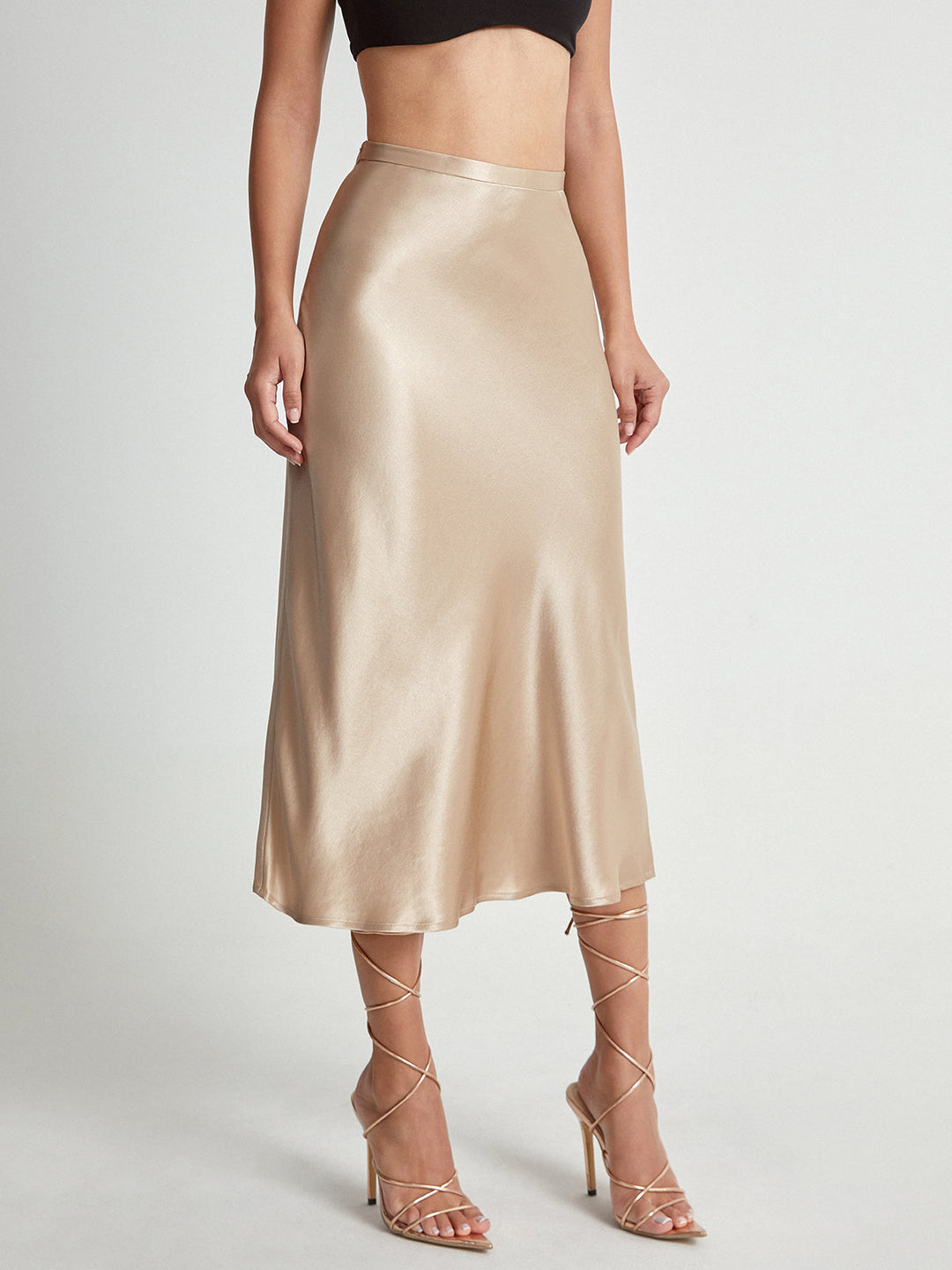 Roonnama | Jupe midi fluide taille haute pour femmes