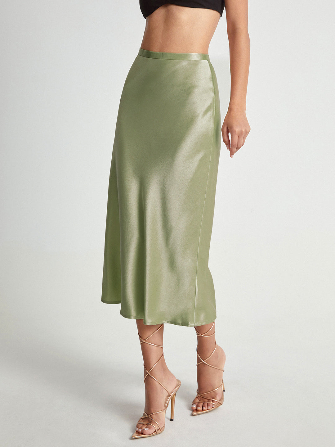 Roonnama | Jupe midi fluide taille haute pour femmes
