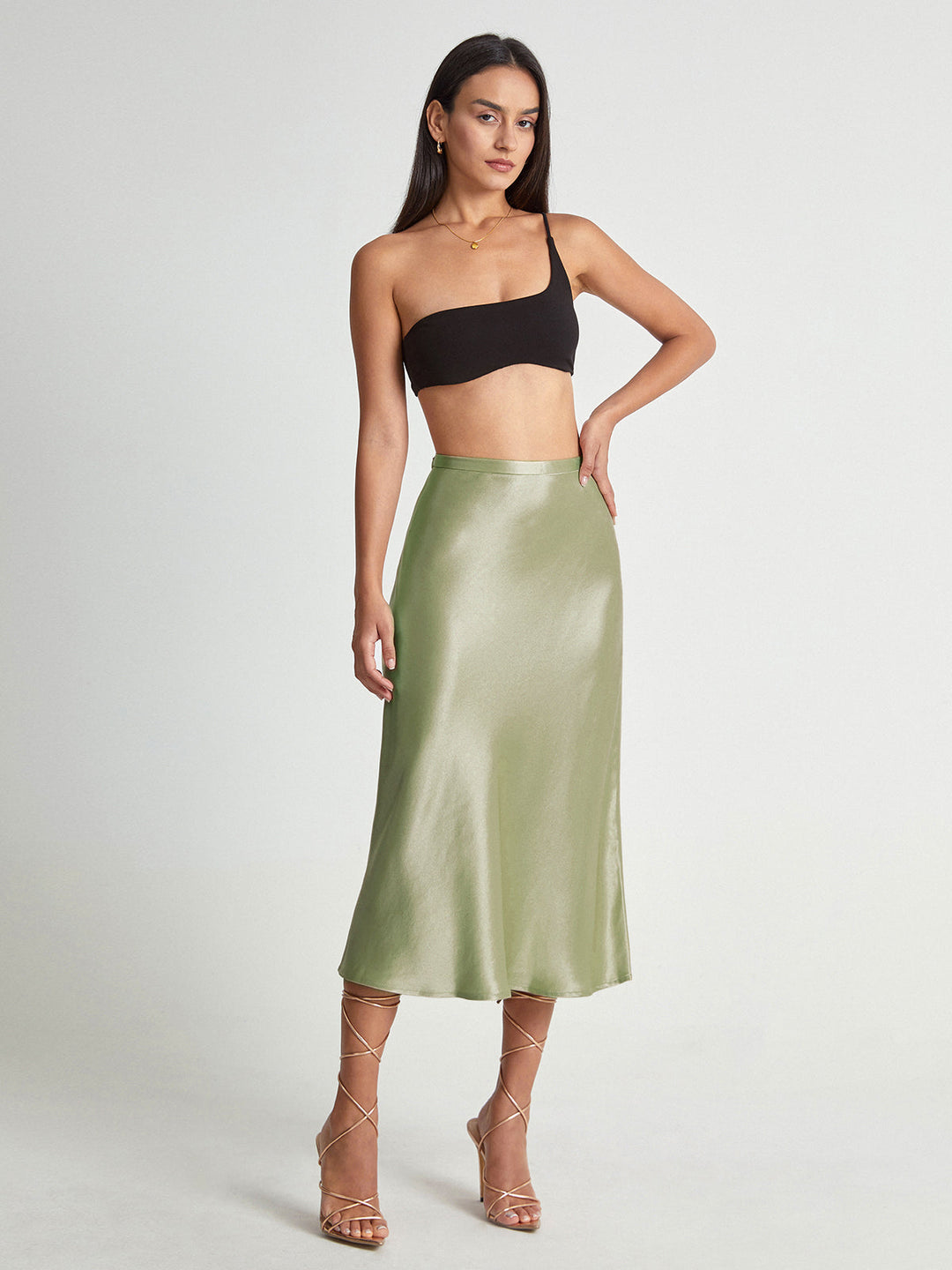 Roonnama | Jupe midi fluide taille haute pour femmes