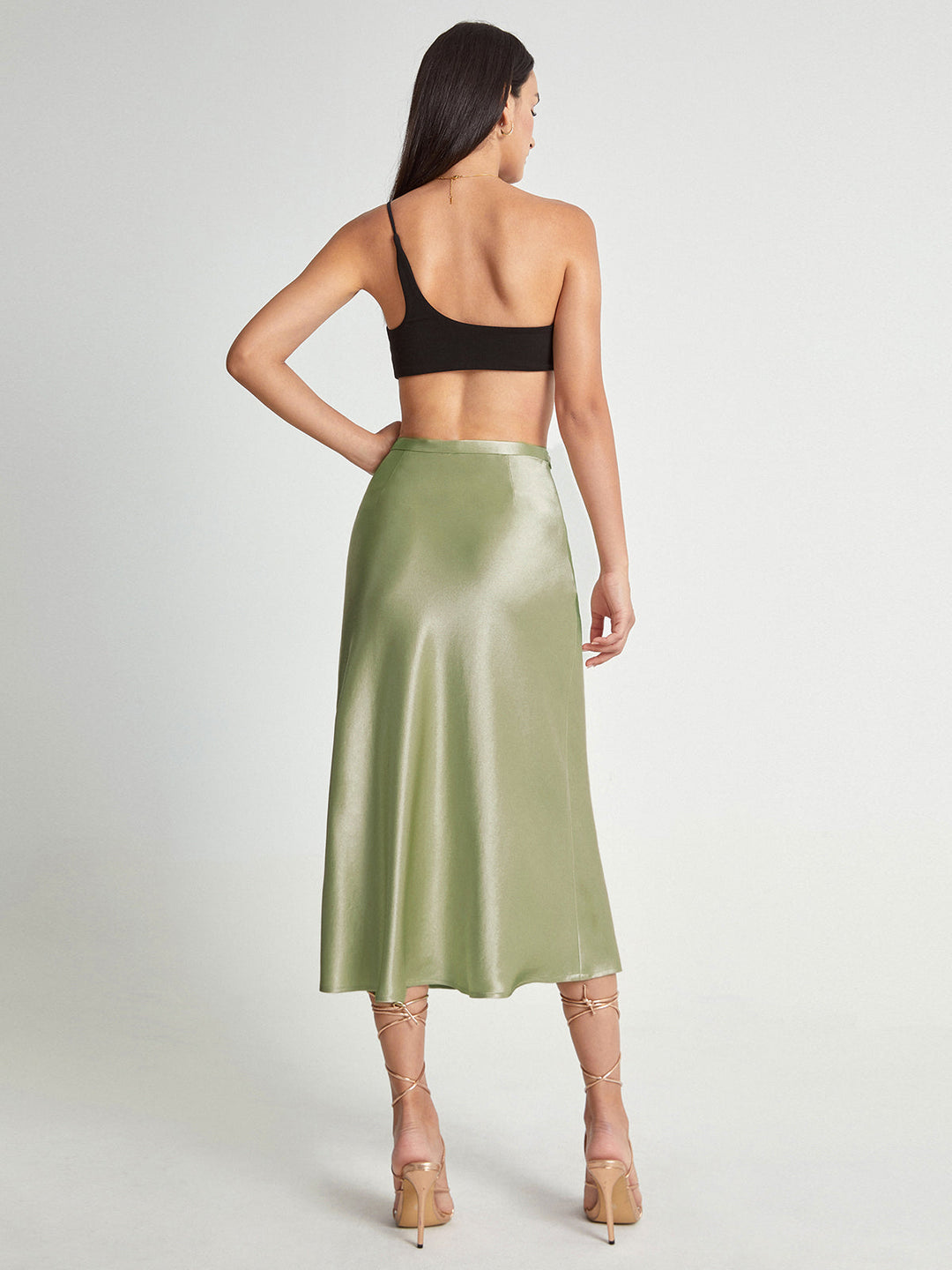 Roonnama | Jupe midi fluide taille haute pour femmes