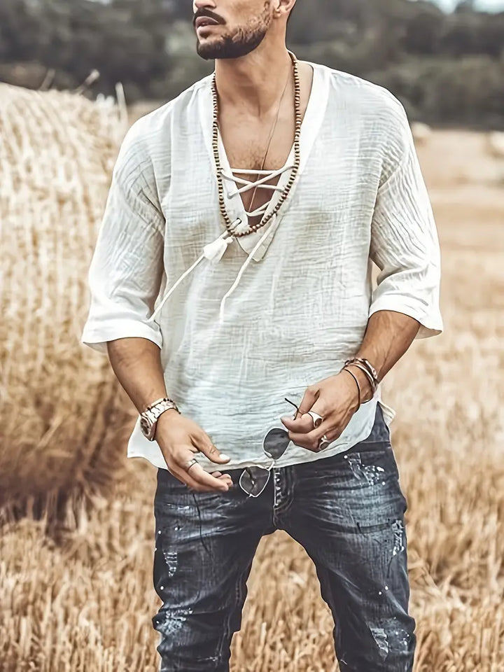 Nerian | Confortable Henley à Lacets pour Hommes