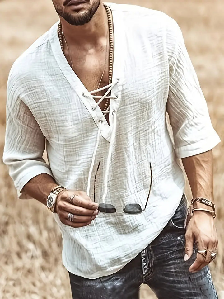 Nerian | Confortable Henley à Lacets pour Hommes