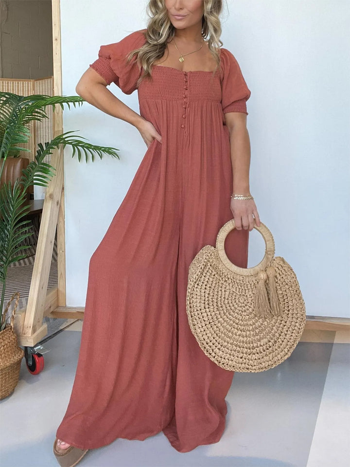 Rielleaxa | Robe de femme avec corsage smocké Bouton