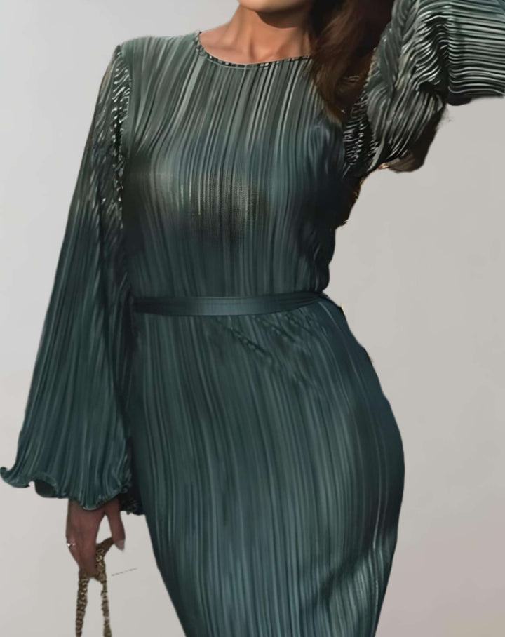 Viaynema | Robe longue cintrée à plis