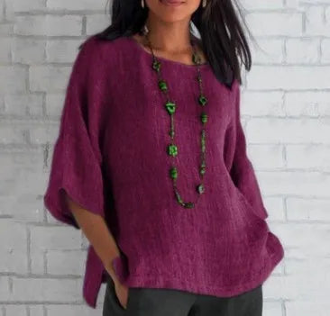 Rianala | Haut chic uni en coton et lin