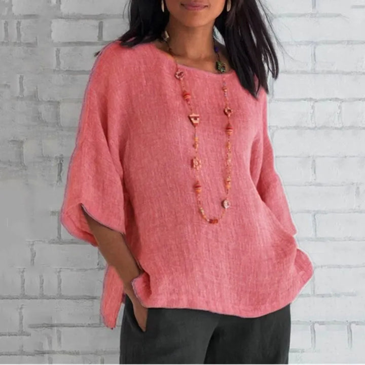 Rianala | Haut chic uni en coton et lin