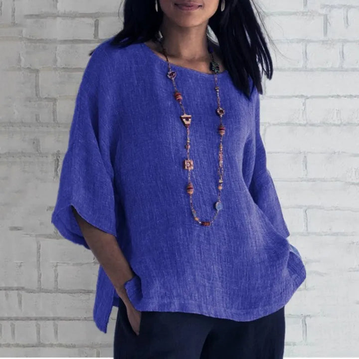 Rianala | Haut chic uni en coton et lin
