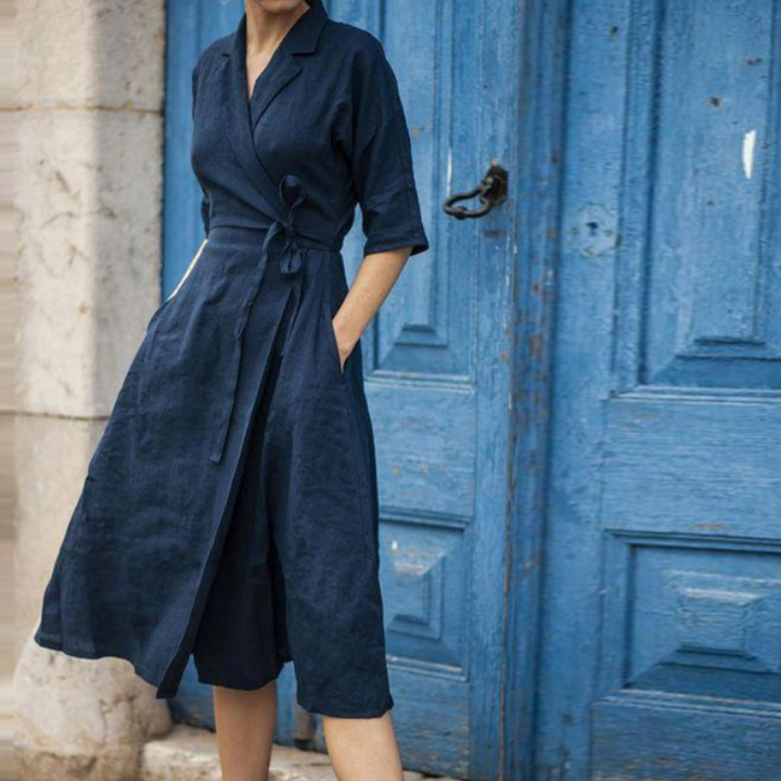 Molinema | Robe-chemise midi stylée avec ceinture à la taille