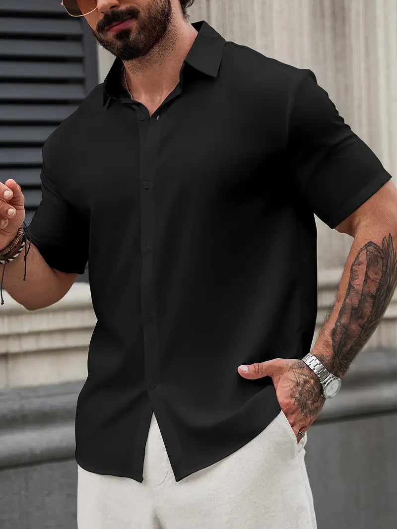 Reinas | Élégante Chemise à Col Rabattu pour Hommes