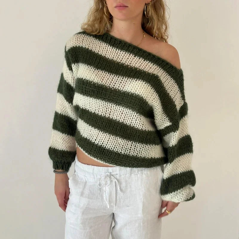 Noelleaxa | Cardigan ample à rayures pour femmes