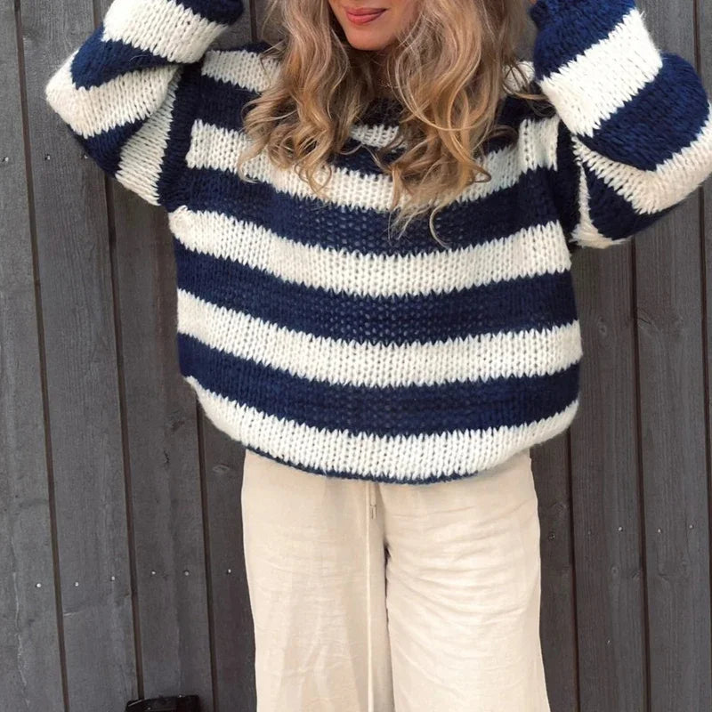 Noelleaxa | Cardigan ample à rayures pour femmes