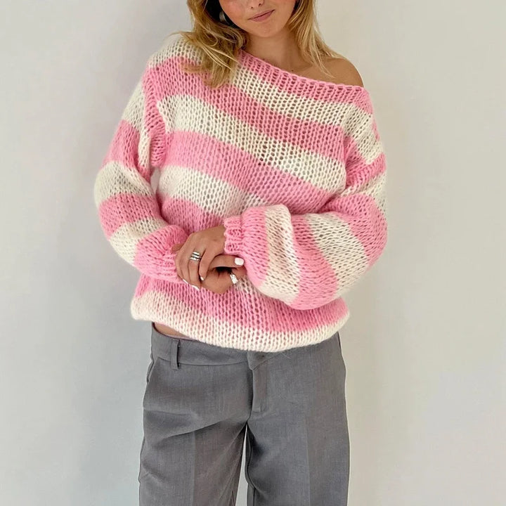 Noelleaxa | Cardigan ample à rayures pour femmes