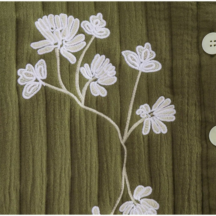 Seosiasa | Gilet vert avec impression de fleurs