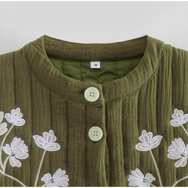Seosiasa | Gilet vert avec impression de fleurs