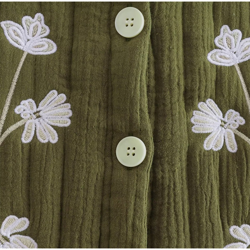 Seosiasa | Gilet vert avec impression de fleurs