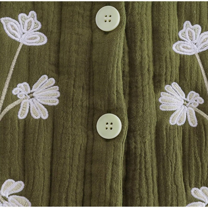 Seosiasa | Gilet vert avec impression de fleurs