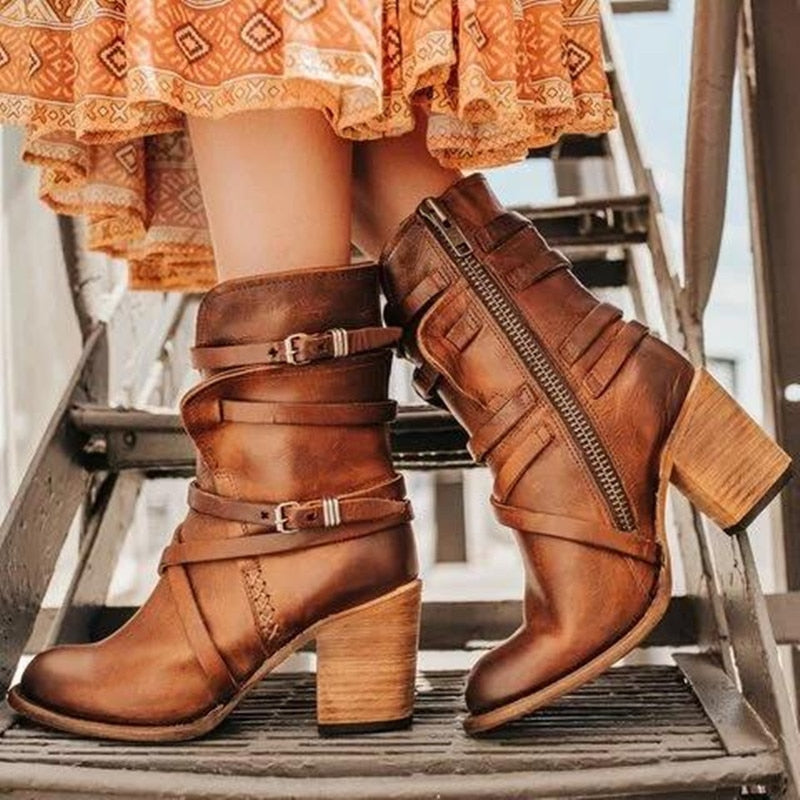 Eelleama | Bottes en cuir élégantes pour femmes