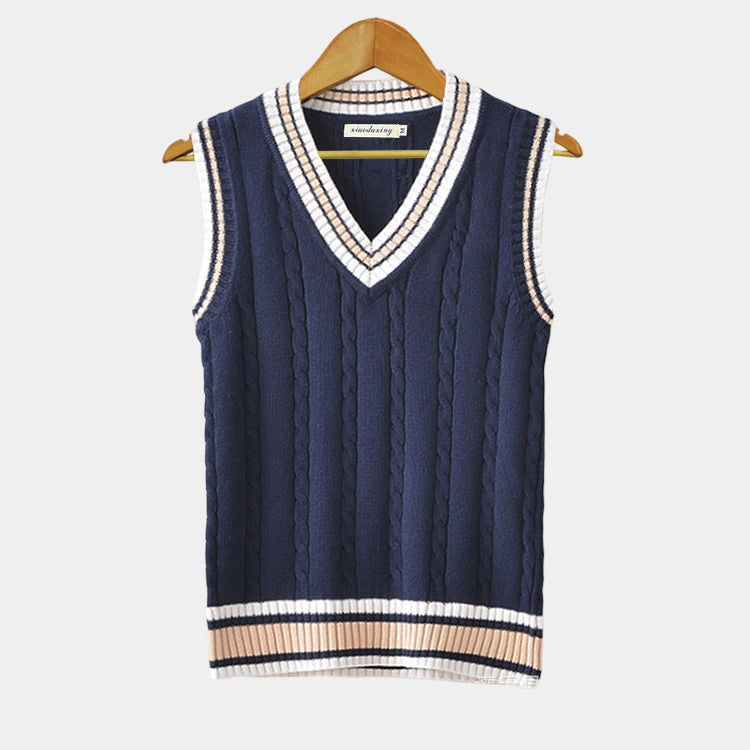 Viayax | Gilet rayé à col en V pour hommes