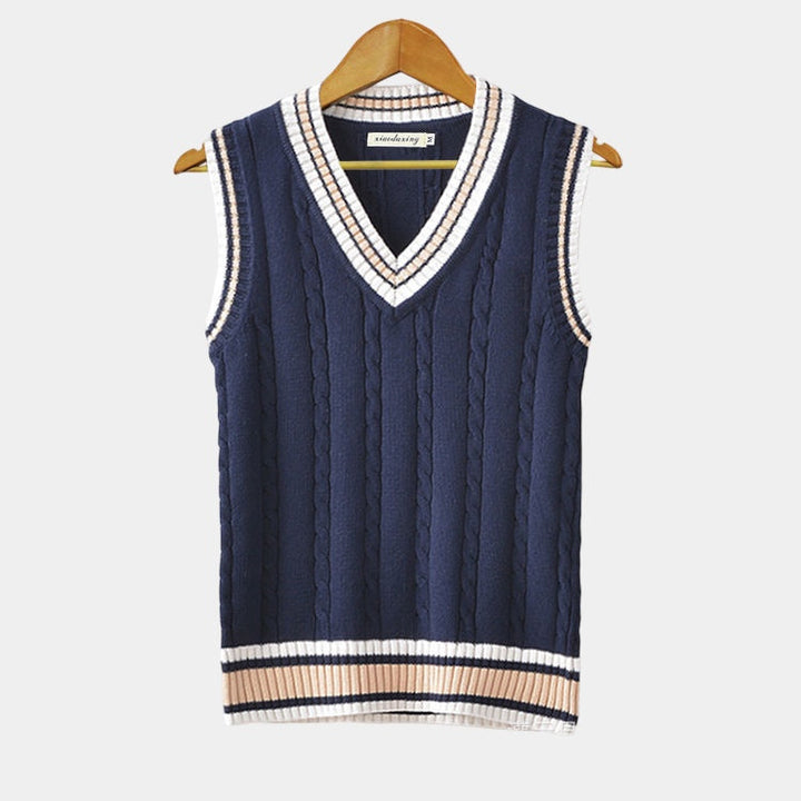 Viayax | Gilet rayé à col en V pour hommes