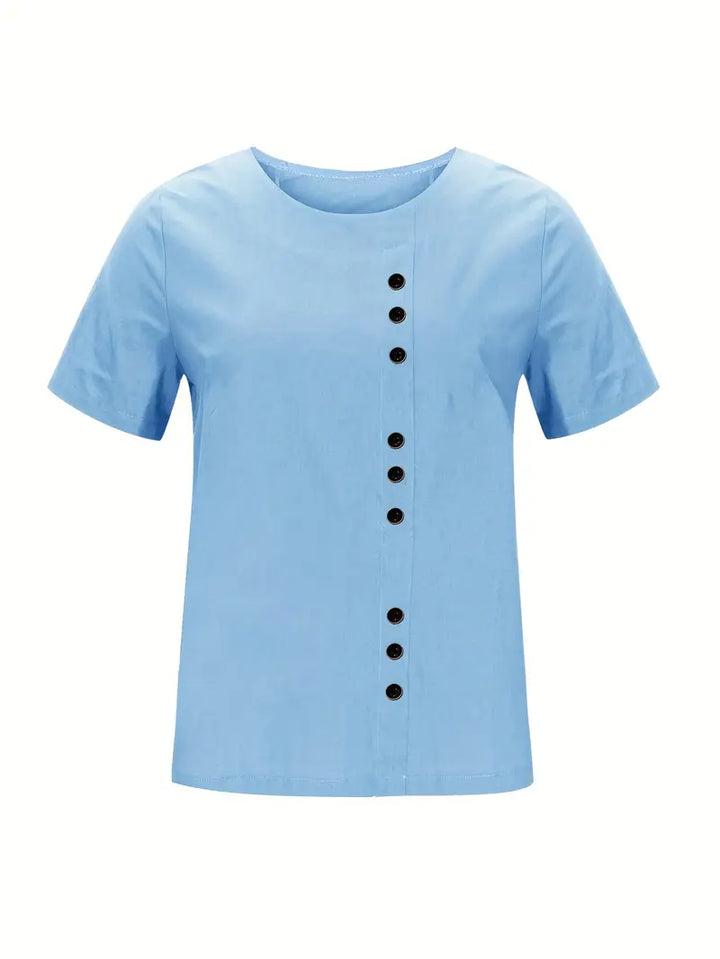 Riaynema | T-shirt décontracté à boutons pour femmes