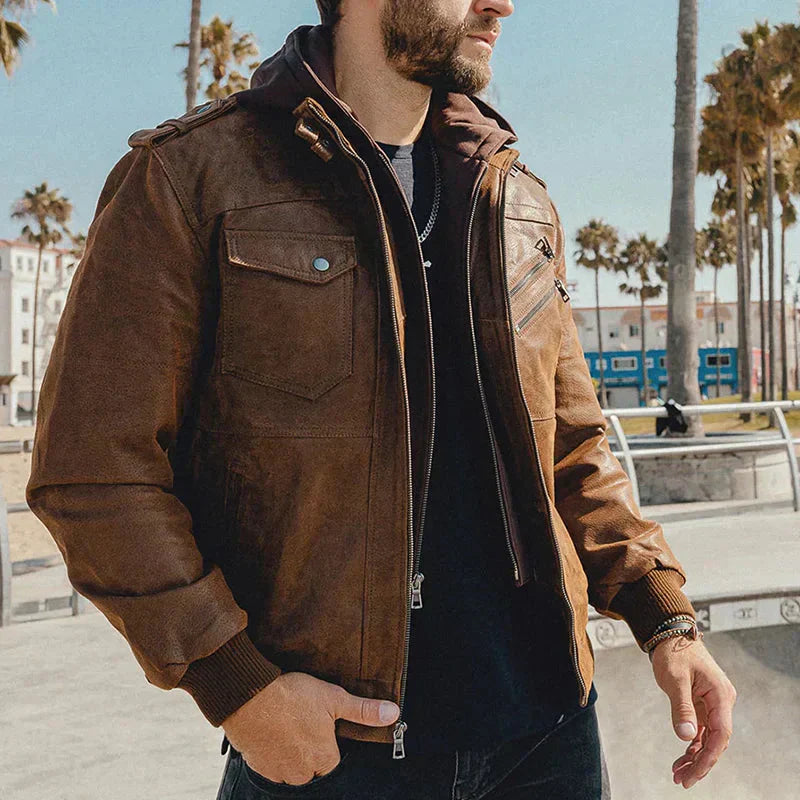 Maenam | Blouson Cuir Élégant pour Hommes