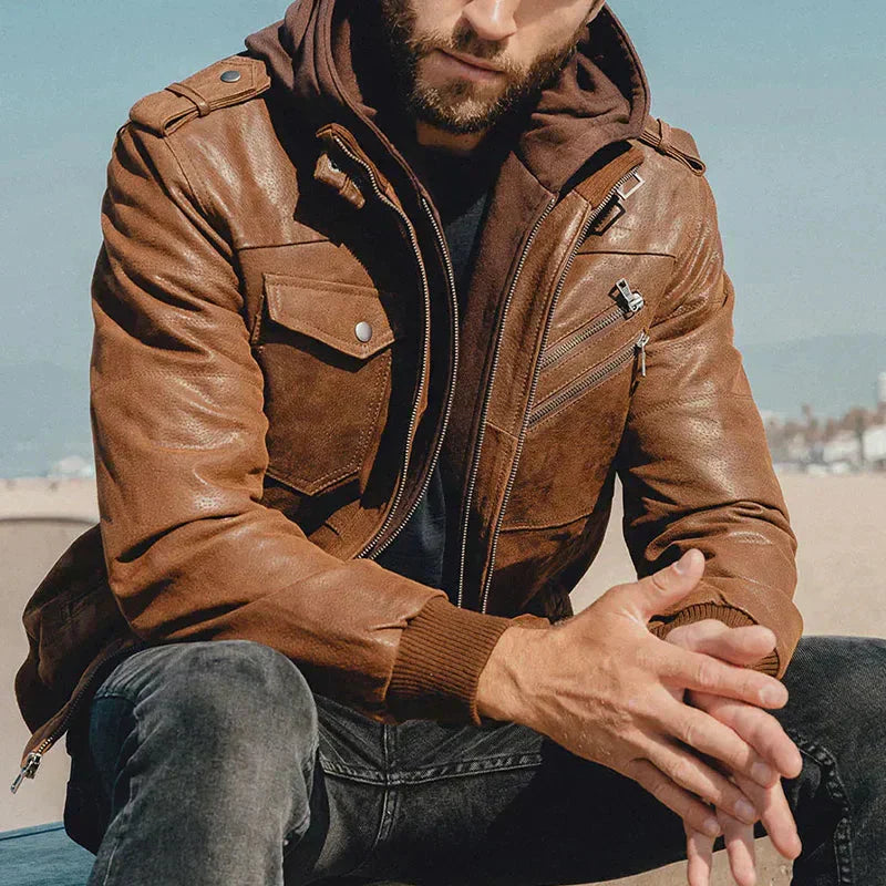 Maenam | Blouson Cuir Élégant pour Hommes