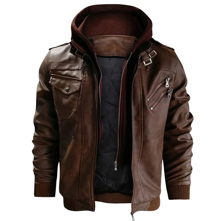 Vianal | Veste en cuir à capuche homme