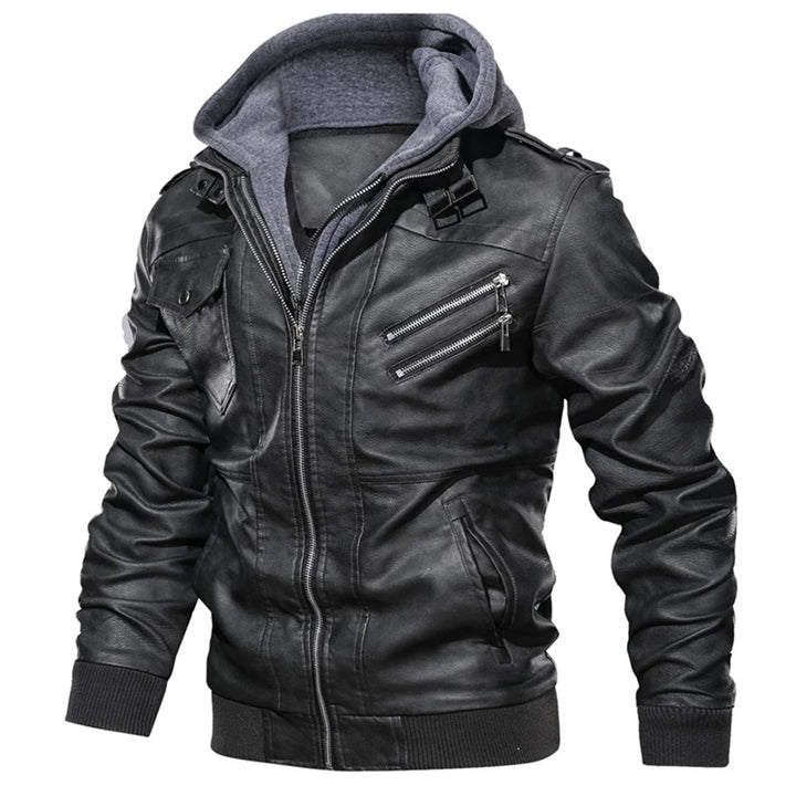 Vianal | Veste en cuir à capuche homme