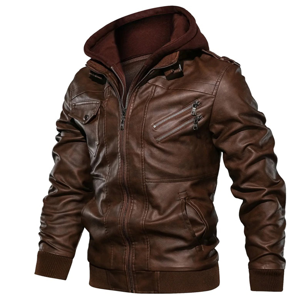 Vianal | Veste en cuir à capuche homme