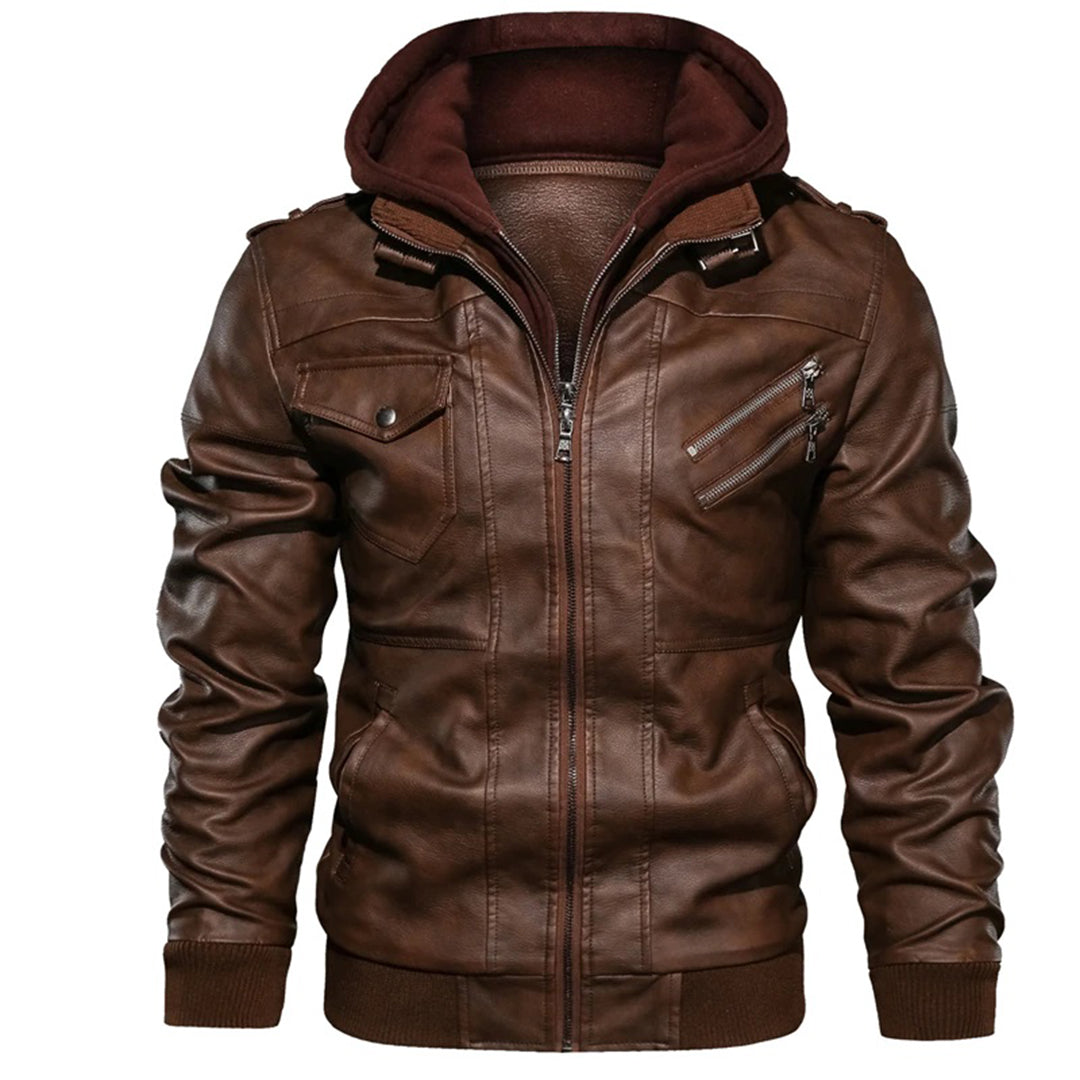 Vianal | Veste en cuir à capuche homme