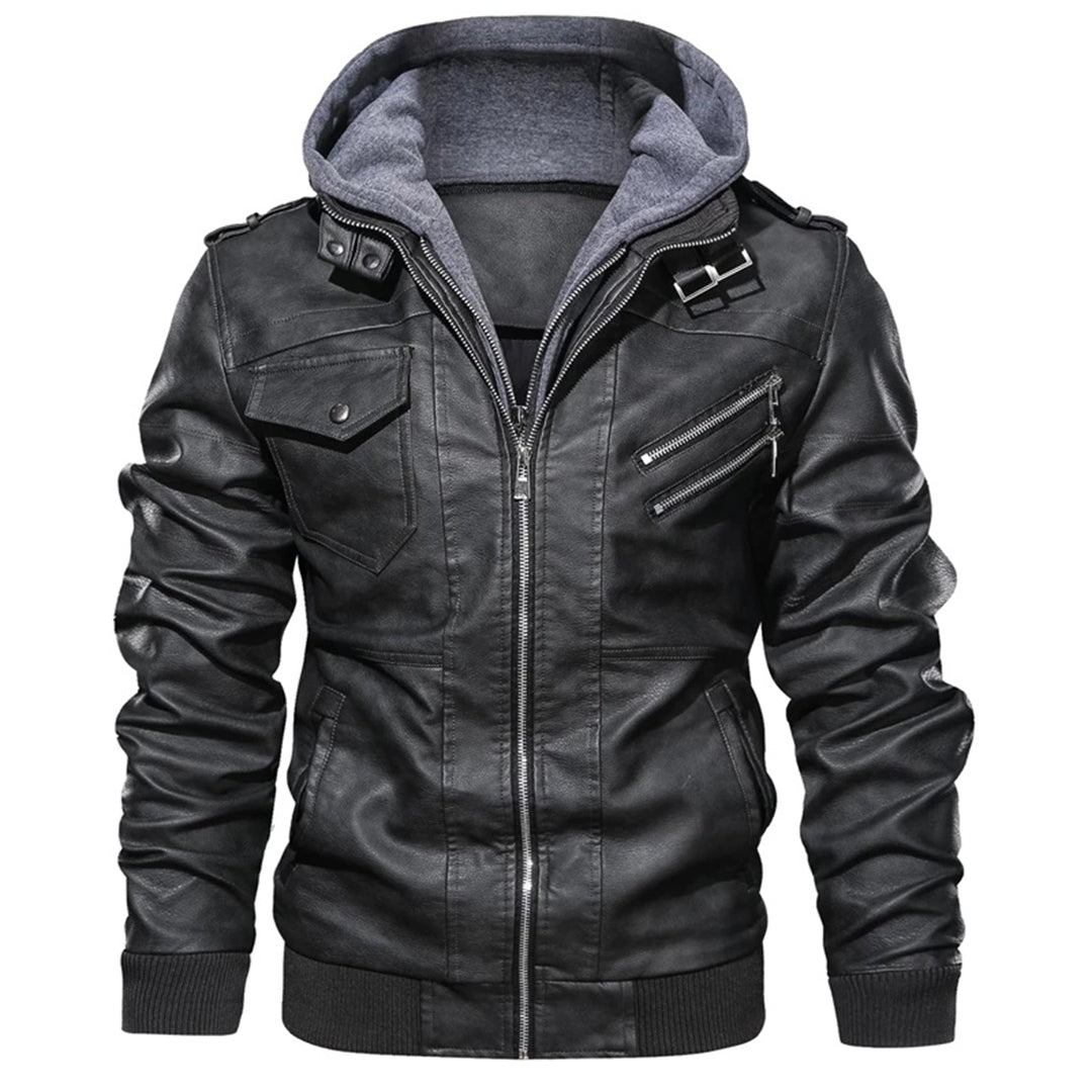 Vianal | Veste en cuir à capuche homme