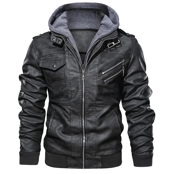 Vianal | Veste en cuir à capuche homme
