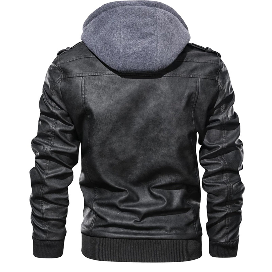 Vianal | Veste en cuir à capuche homme