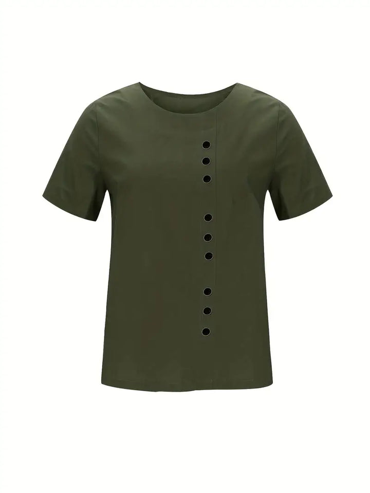 Riaynema | T-shirt décontracté à boutons pour femmes