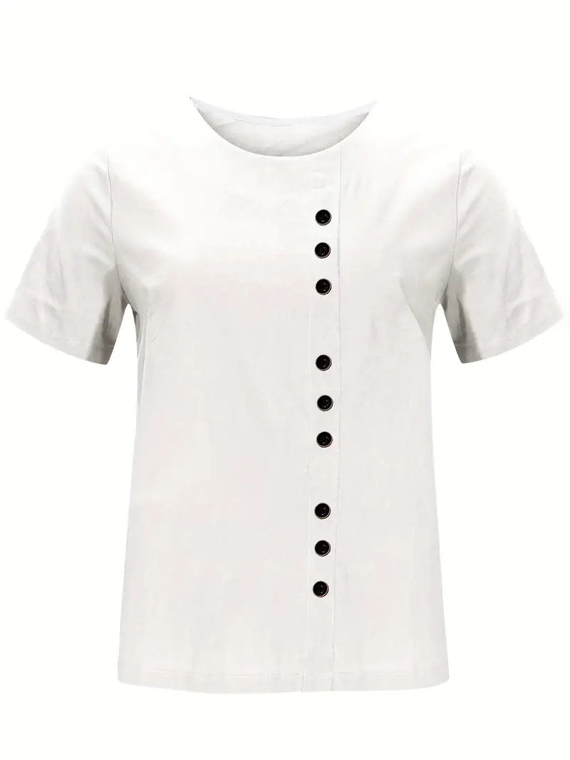 Riaynema | T-shirt décontracté à boutons pour femmes