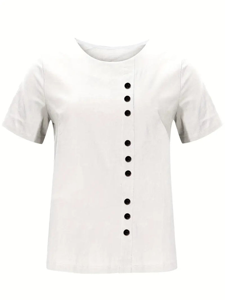 Riaynema | T-shirt décontracté à boutons pour femmes