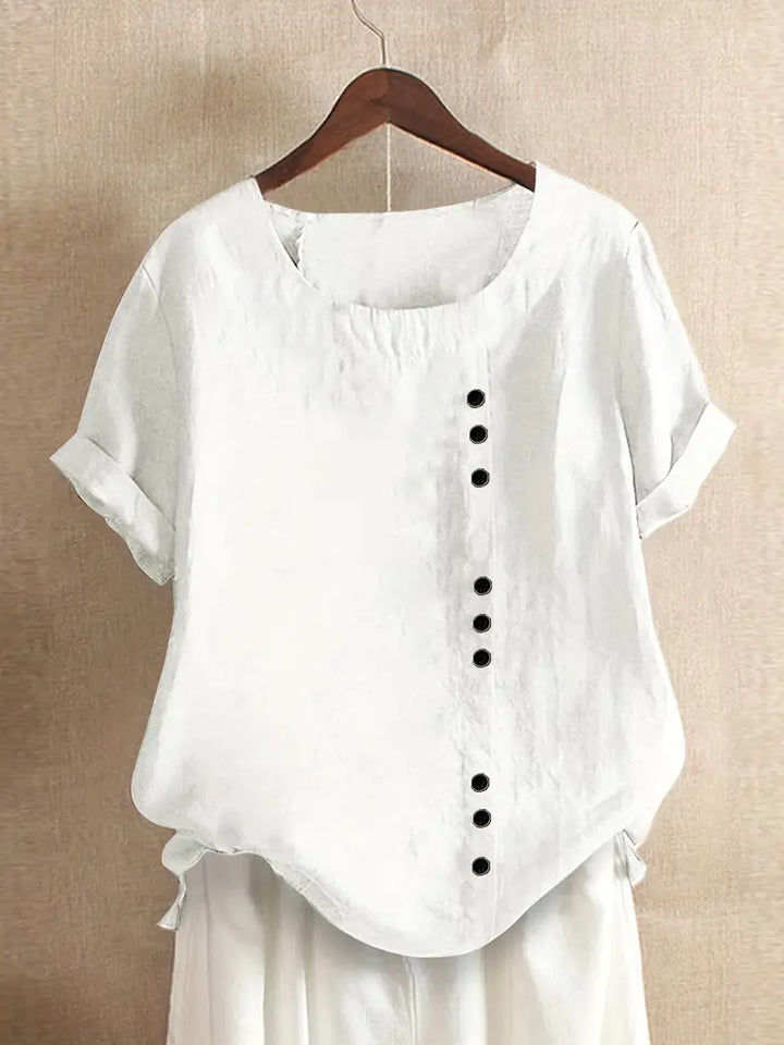 Riaynema | T-shirt décontracté à boutons pour femmes