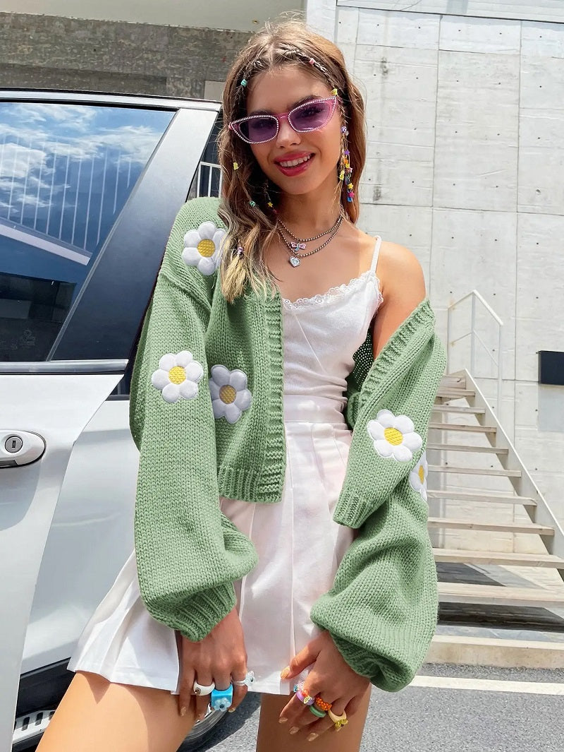 Leosiana | Cardigan en tricot fleuri pour femme