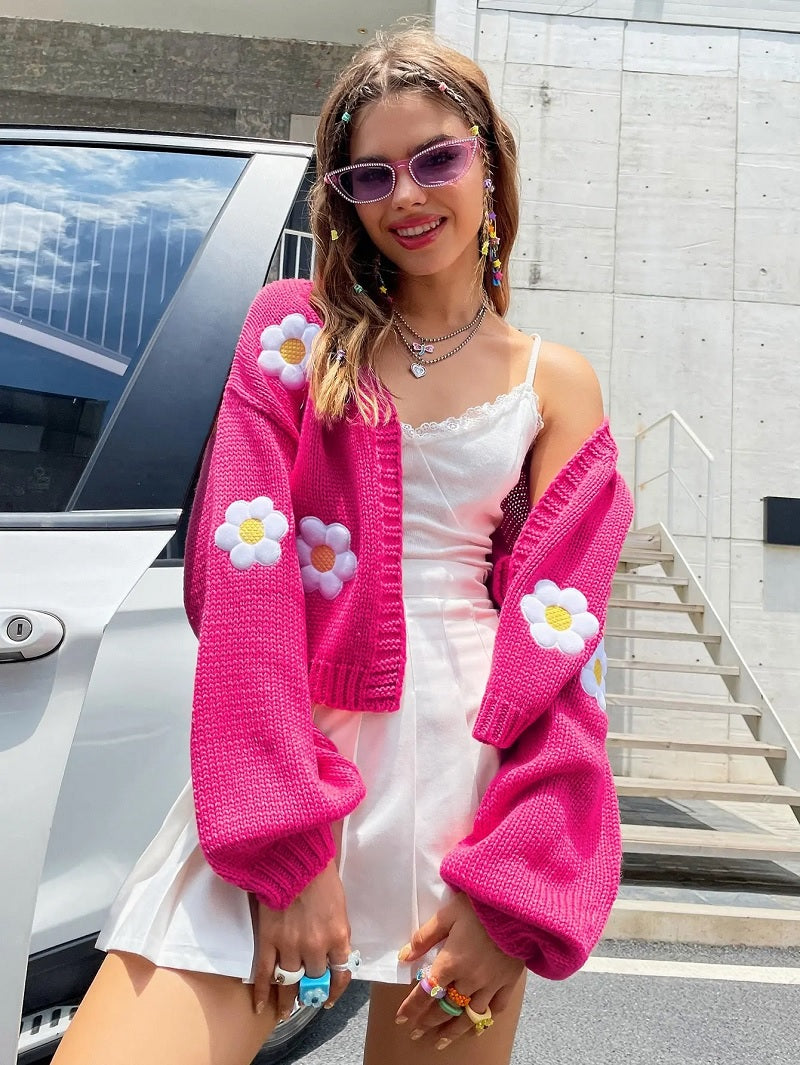 Leosiana | Cardigan en tricot fleuri pour femme