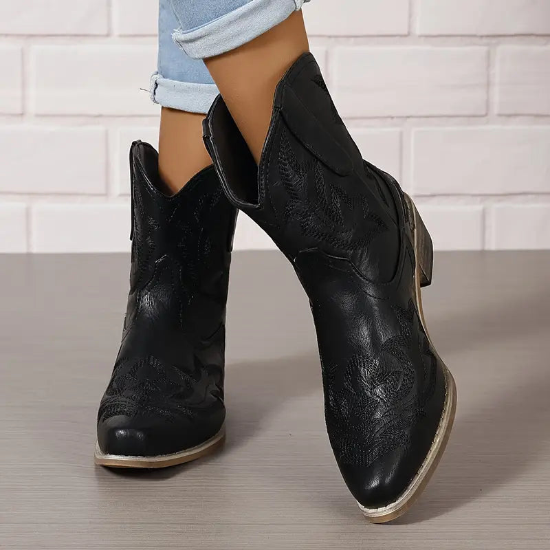 Maosiaxa | Bottines Western Embroidered Élégantes pour Femme