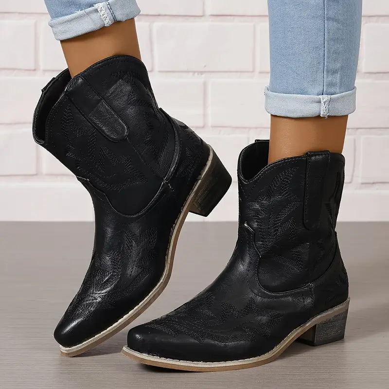 Maosiaxa | Bottines Western Embroidered Élégantes pour Femme