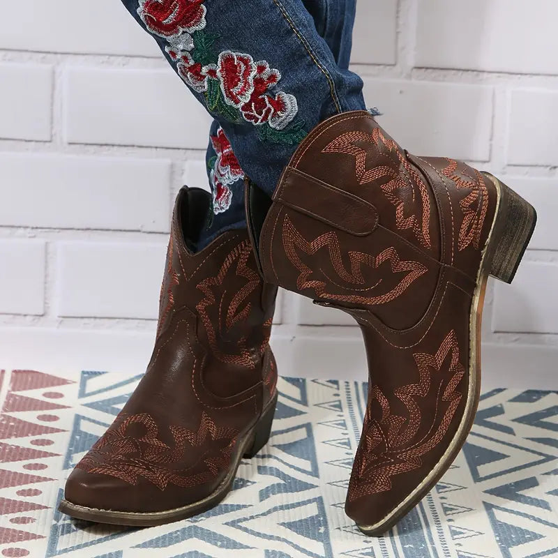 Maosiaxa | Bottines Western Embroidered Élégantes pour Femme