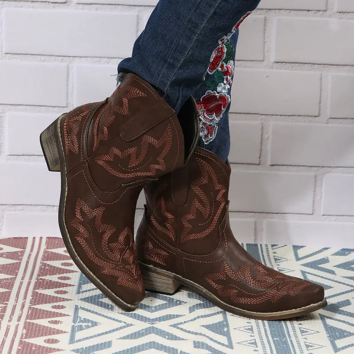Maosiaxa | Bottines Western Embroidered Élégantes pour Femme