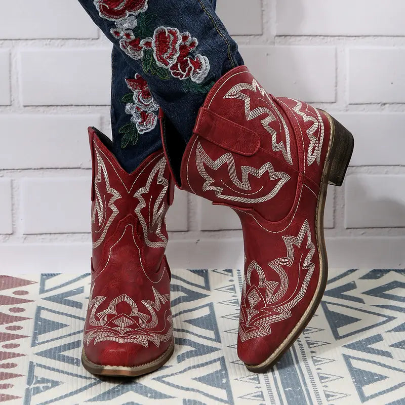Maosiaxa | Bottines Western Embroidered Élégantes pour Femme